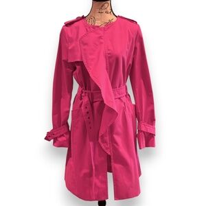 BCBGMAXAZRIA Raspberry Pink Belted Trench Coat – Size M